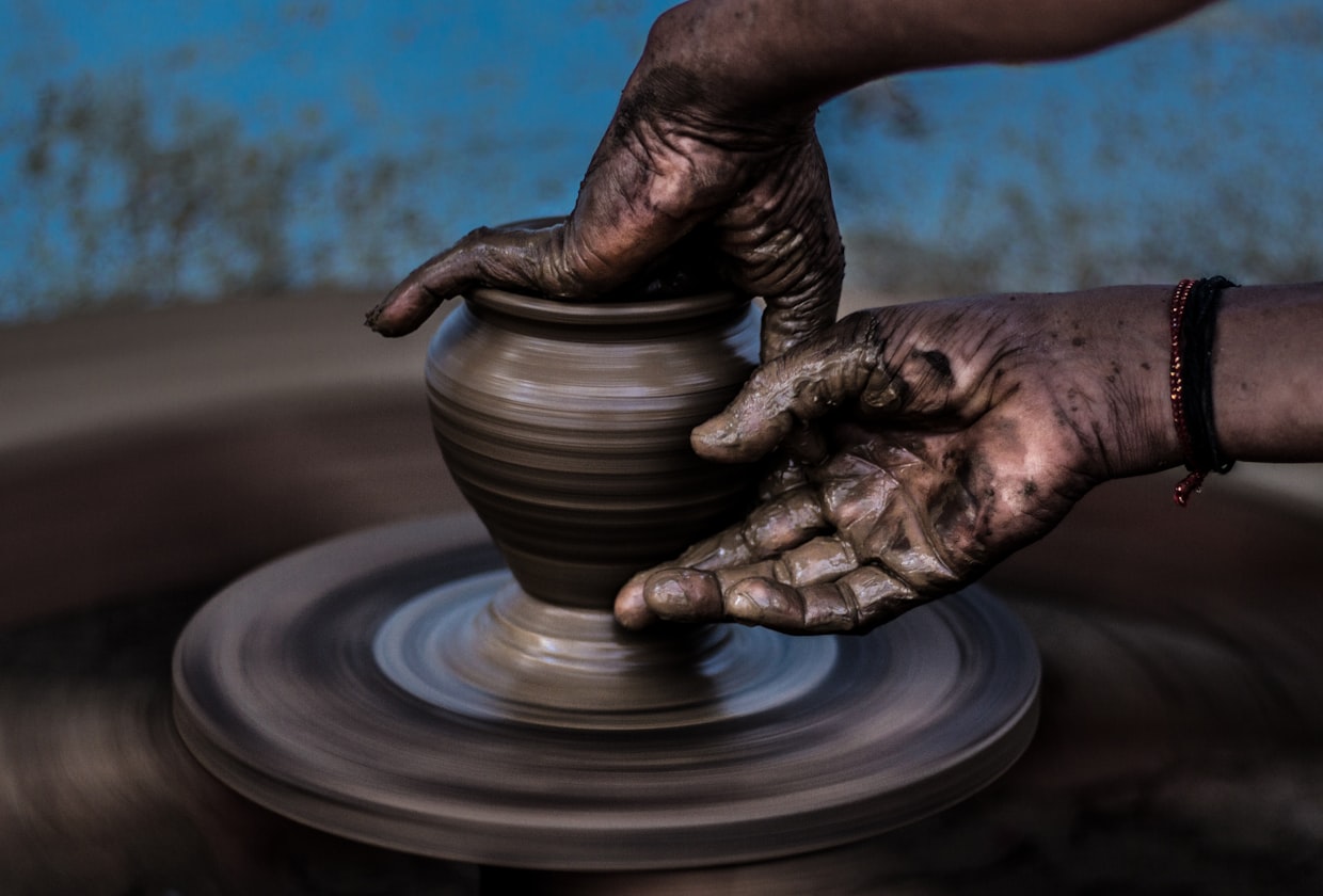 Throwing a pot on the wheel